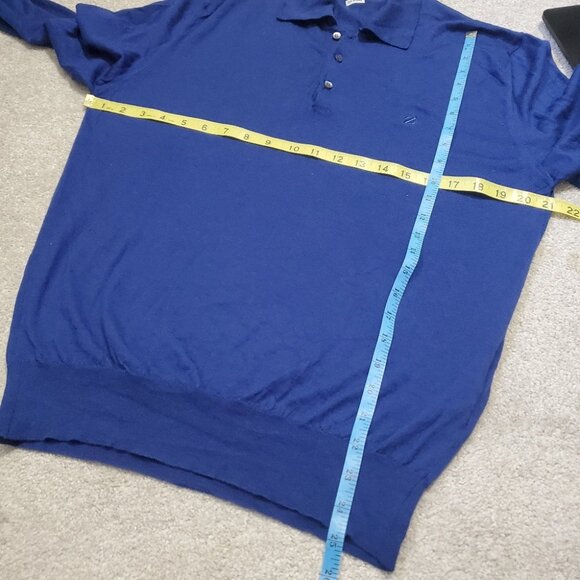 ERMENEGILDO ZEGNA Men's Small Luxe Cashmere Silk Sweater Knit Long Sleeve Polo - Picture 13 of 14